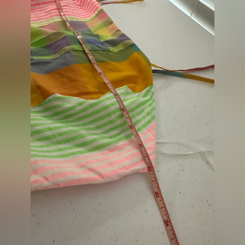 DAVI & DANI Colorful plaid mismatched Striped Maxi Dress smocked back zip up - Picture 12 of 14